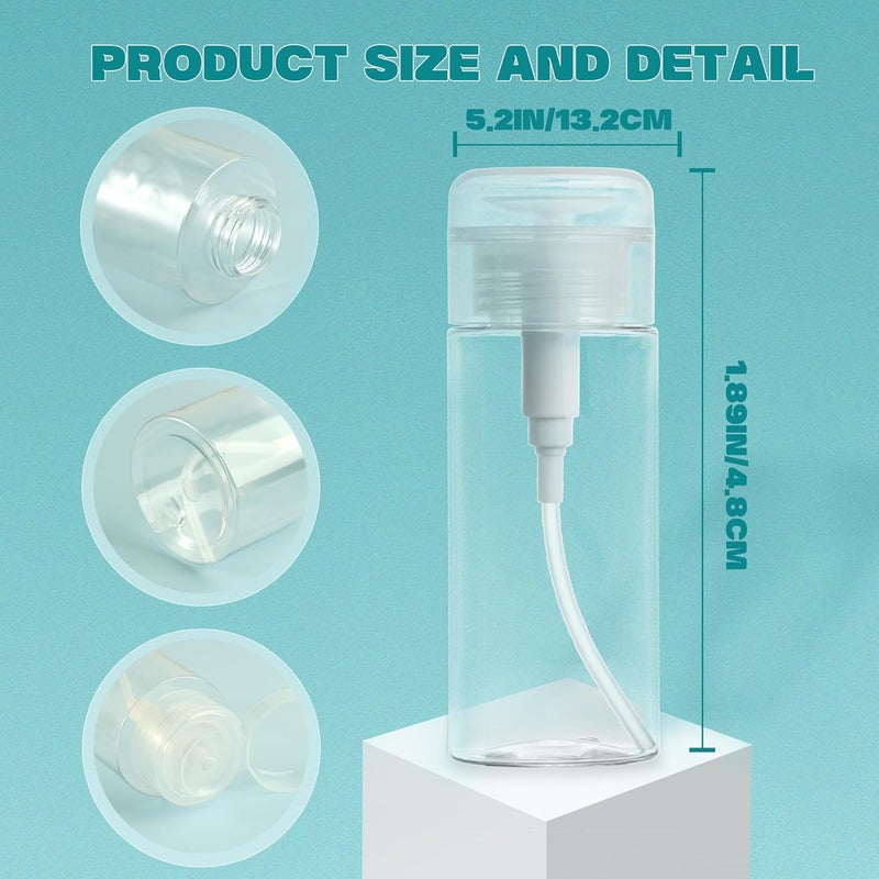 ETTSNU 3 Pack Push Down Pump Dispenser,Clear Push Top Empty Bottles with DIY Stickers for Alcohol,Nail Polish,Makeup Remover,Toner (150ml) - Image 3